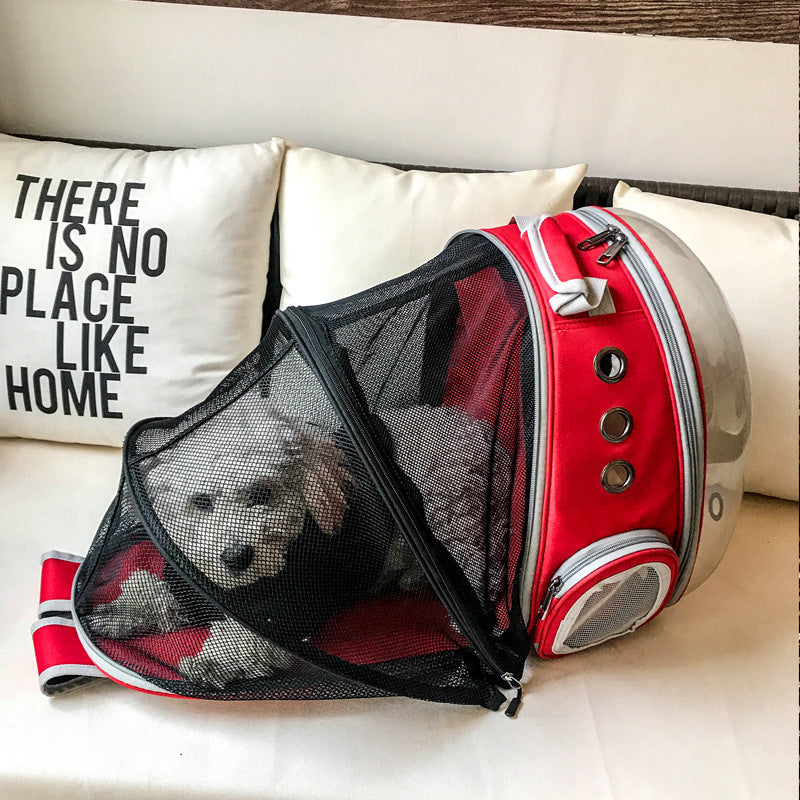 HKM-477331 Breathable Transparent Pet Backpack with Expandable Space for Cats and Small Dogs