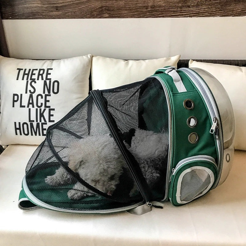 HKM-477331 Breathable Transparent Pet Backpack with Expandable Space for Cats and Small Dogs