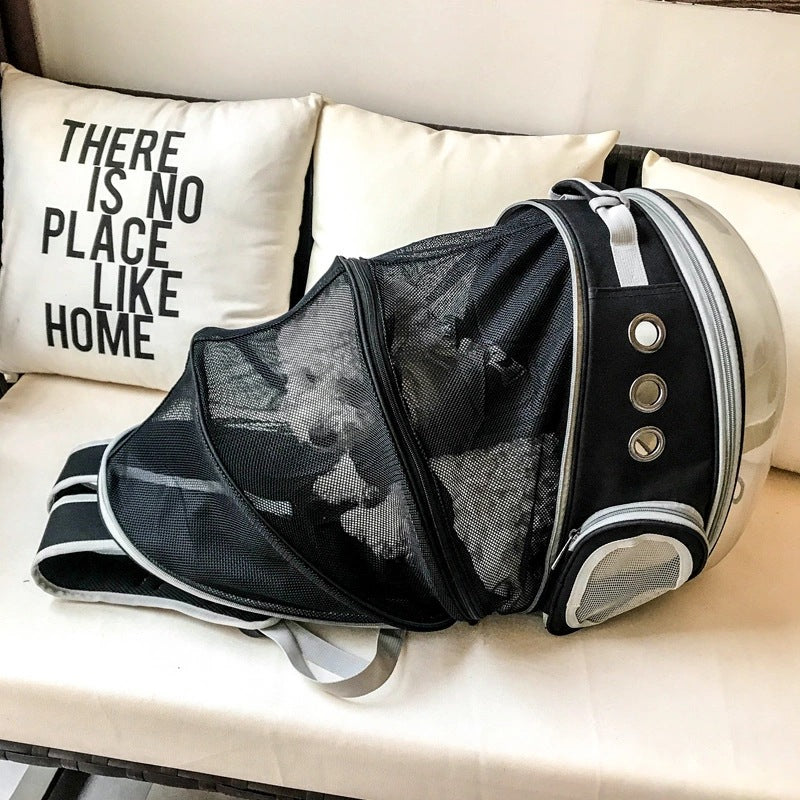 HKM-477331 Breathable Transparent Pet Backpack with Expandable Space for Cats and Small Dogs