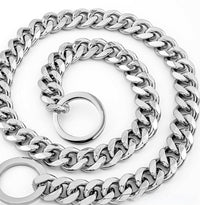 HKM-518867 Hip Hop Style Titanium Steel Metal 15mm Dog Leash - Available in Gold, Black, Silver, Rose Gold