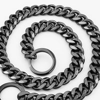 HKM-518867 Hip Hop Style Titanium Steel Metal 15mm Dog Leash - Available in Gold, Black, Silver, Rose Gold
