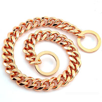HKM-518867 Hip Hop Style Titanium Steel Metal 15mm Dog Leash - Available in Gold, Black, Silver, Rose Gold
