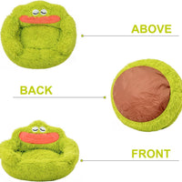 HKM-018899 Cozy Plush Donut Dog and Cat Bed with Non-Slip Bottom for Small Pets - Green Design, Anti-Anxiety Support