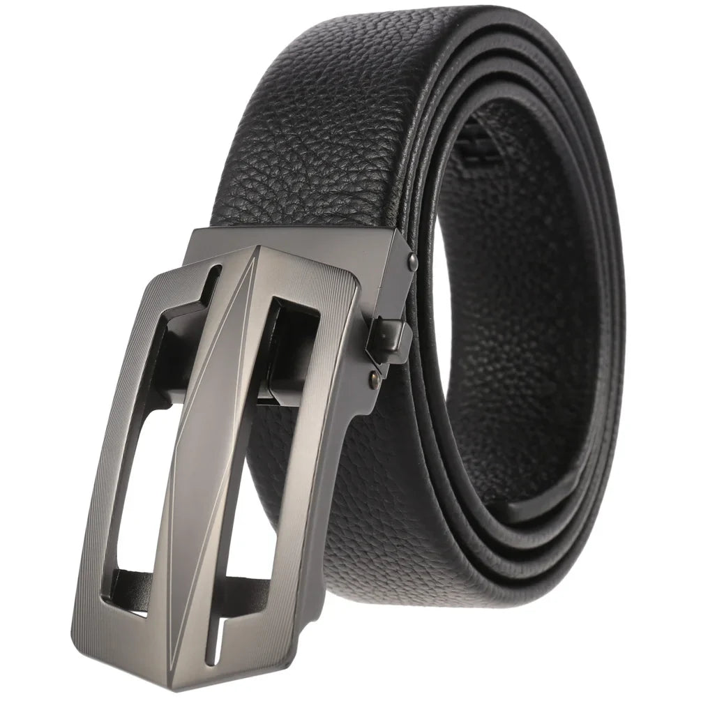HKM-277459 Genuine Leather Men's and Women's Belt with Classic Buckle, Model LY36-00005-2
