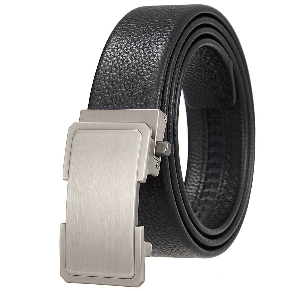 HKM-277459 Genuine Leather Men's and Women's Belt with Classic Buckle, Model LY36-00005-2