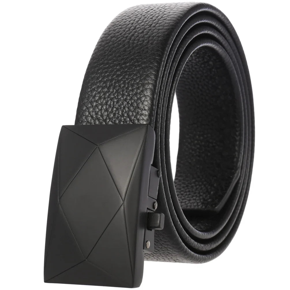 HKM-277459 Genuine Leather Men's and Women's Belt with Classic Buckle, Model LY36-00005-2