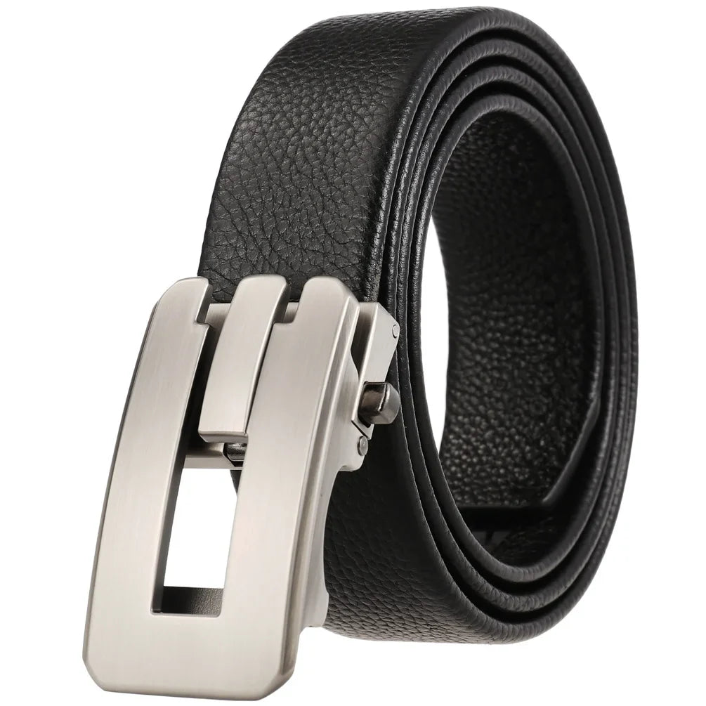 HKM-277459 Genuine Leather Men's and Women's Belt with Classic Buckle, Model LY36-00005-2