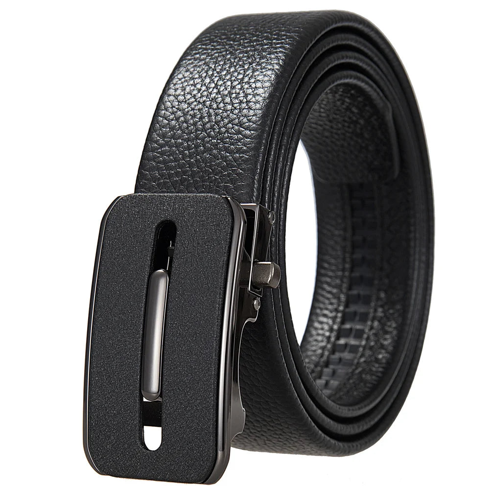 HKM-277459 Genuine Leather Men's and Women's Belt with Classic Buckle, Model LY36-00005-2