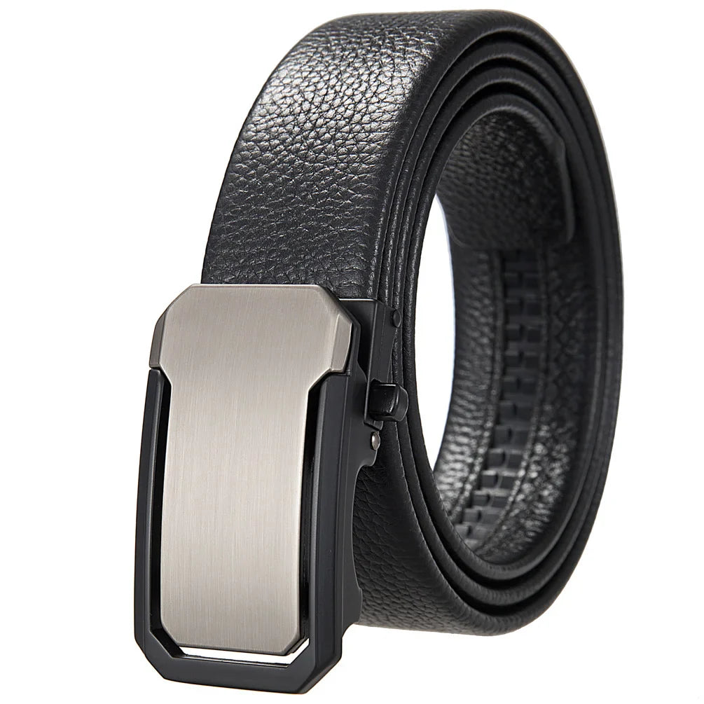 HKM-277459 Genuine Leather Men's and Women's Belt with Classic Buckle, Model LY36-00005-2