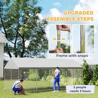 HKM-531155 Heavy Duty Outdoor Dog Kennel with Waterproof Roof, Secure Latch, and Chain Link Dog Run for Large Dogs