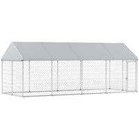 HKM-531155 Heavy Duty Outdoor Dog Kennel with Waterproof Roof, Secure Latch, and Chain Link Dog Run for Large Dogs