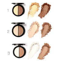 HKM-419091 Radiant Bronzer and Highlighter Palette - Versatile 18x75mm Shades for Flawless Glow