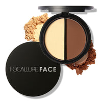 HKM-419091 Radiant Bronzer and Highlighter Palette - Versatile 18x75mm Shades for Flawless Glow