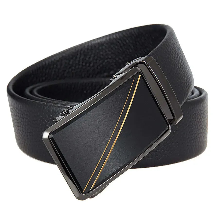 HKM-276307 Men's Top Layer Cowhide Leather Belt with Automatic Buckle - Custom Fit Design