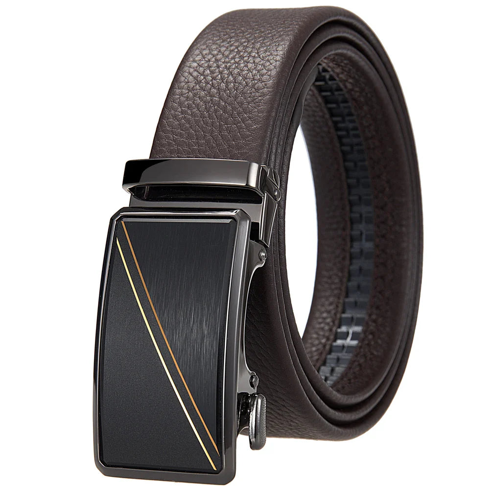 HKM-276307 Men's Top Layer Cowhide Leather Belt with Automatic Buckle - Custom Fit Design