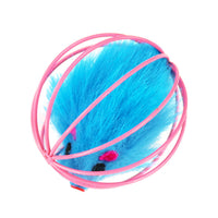 HKM-824915 Plush Cage Mouse Cat Toy - Random Color, 6cm Diameter, Soft Pet Plaything