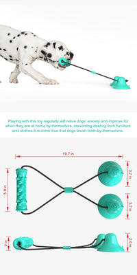HKM-238419 Double Suction Cup Dog Toy for Molar Chewing - Lake Blue & Green Plastic