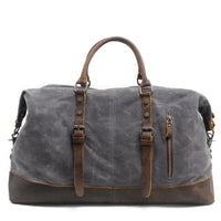 HKM-728019 Classic Batik Canvas and Leather Travel Tote Bag for Men – Large Capacity Weekend Luggage Bag