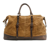 HKM-728019 Classic Batik Canvas and Leather Travel Tote Bag for Men – Large Capacity Weekend Luggage Bag
