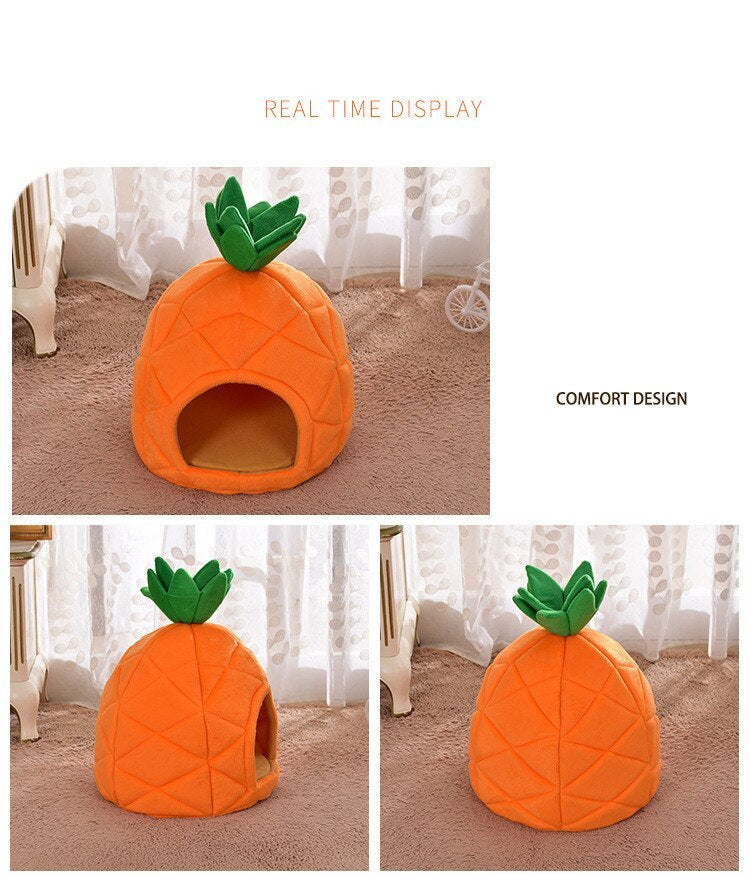 HKM-259475 Pineapple and Orange Cloth Pet Bed for Small Pets - Multiple Sizes Available