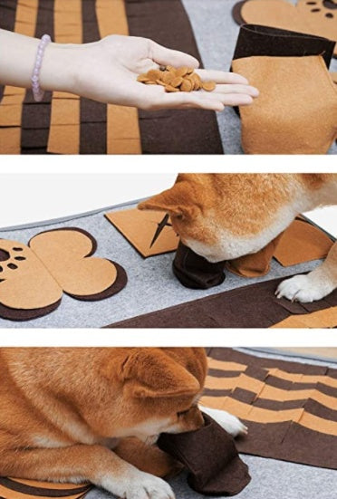 HKM-270035 Felt Cloth Pet Food Storage Container with Non-Slip Base and Dog Training Mat Features