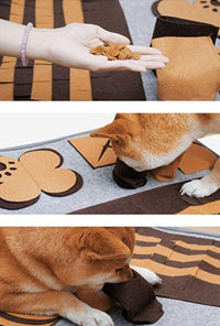 HKM-270035 Felt Cloth Pet Food Storage Container with Non-Slip Base and Dog Training Mat Features