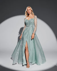 HKM-265939 Green Elegant Women's Evening Gown - Model EZ25016