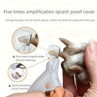 HKM-055635 LED Light Pet Nail Trimmer with Magnifying Glass and Precision Steel Blades for Safe Dog and Cat Nail Care