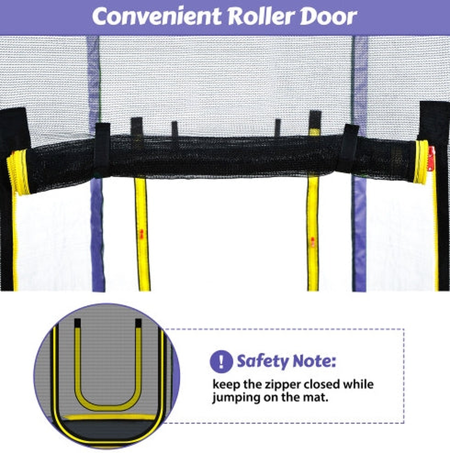 HKM-303955 7FT Outdoor Trampoline for Kids with Safety Enclosure, Slide, and Ladder - Easy Assembly