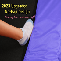 HKM-303955 7FT Outdoor Trampoline for Kids with Safety Enclosure, Slide, and Ladder - Easy Assembly