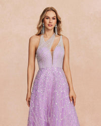 HKM-822995 Elegant Purple Ladies' Dress EZ25007 for Special Occasions