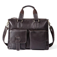 HKM-955091 Retro Style Men's Leather Briefcase – Casual Crossbody Shoulder Bag with Zipper Closure