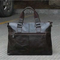 HKM-955091 Retro Style Men's Leather Briefcase – Casual Crossbody Shoulder Bag with Zipper Closure