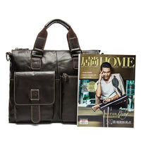 HKM-955091 Retro Style Men's Leather Briefcase – Casual Crossbody Shoulder Bag with Zipper Closure