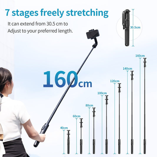 KTX-087123 10M Wireless Selfie Stick Tripod with Bluetooth Remote Control for Smartphones