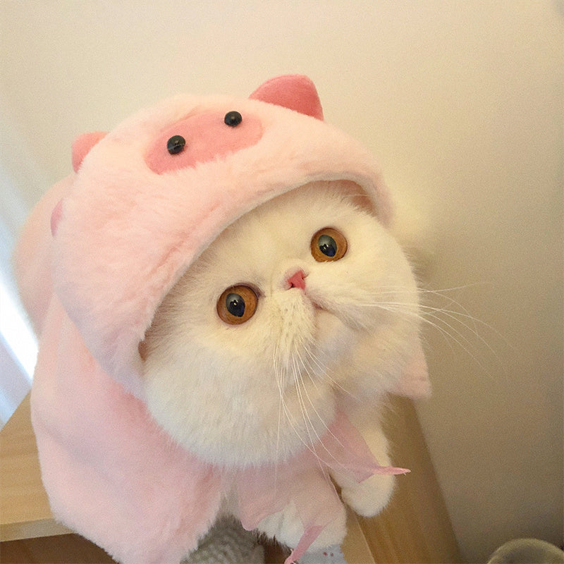 HKM-852499 Cozy Pink Cat Cloak for Autumn and Winter - Casual Style for Kittens and Adult Cats