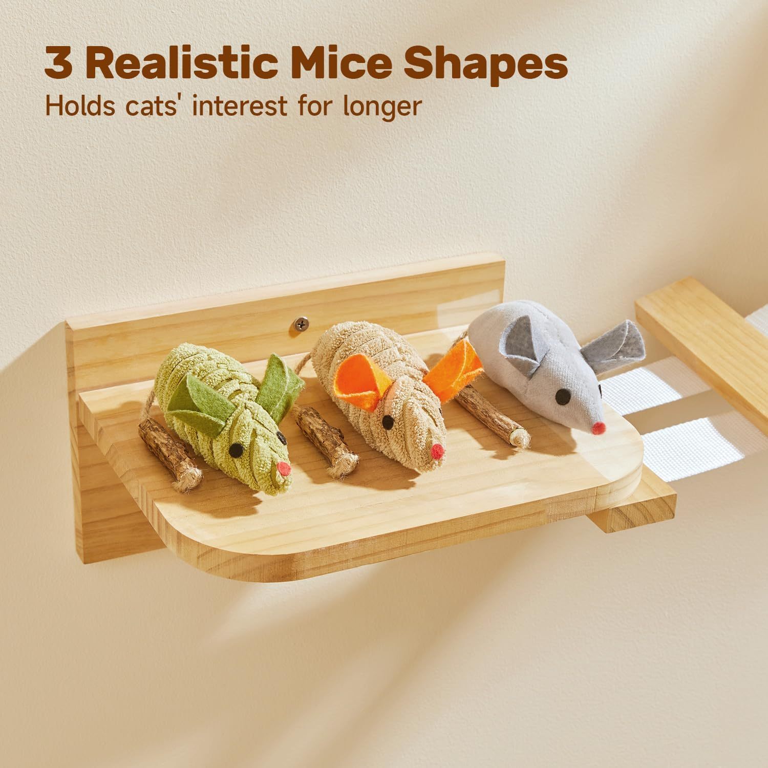 HKM-054483 Cat Interactive Toys with Squeaking Mice, Catnip & Silvervine for Play and Dental Care
