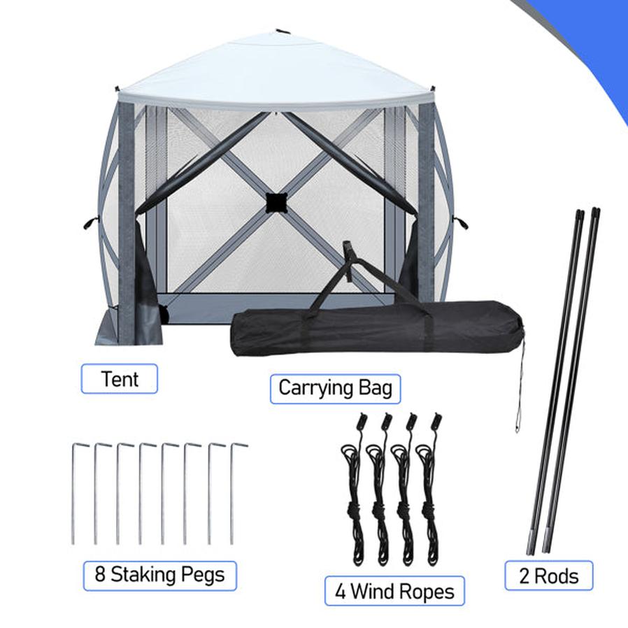 HKM-844051 Light Gray and Dark Gray 6.8x7.2ft Automatic Folding Quadrilateral Tent