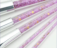 HKM-904019 Transparent Handle Makeup Brush Set - 5 Long Pole Man-Made Fiber Brushes