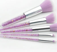 HKM-904019 Transparent Handle Makeup Brush Set - 5 Long Pole Man-Made Fiber Brushes
