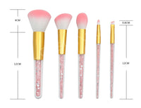 HKM-904019 Transparent Handle Makeup Brush Set - 5 Long Pole Man-Made Fiber Brushes