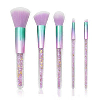 HKM-904019 Transparent Handle Makeup Brush Set - 5 Long Pole Man-Made Fiber Brushes