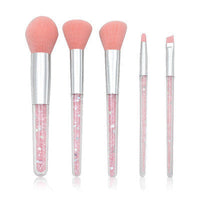 HKM-904019 Transparent Handle Makeup Brush Set - 5 Long Pole Man-Made Fiber Brushes