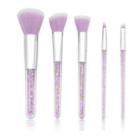 HKM-904019 Transparent Handle Makeup Brush Set - 5 Long Pole Man-Made Fiber Brushes