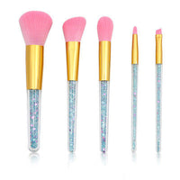 HKM-904019 Transparent Handle Makeup Brush Set - 5 Long Pole Man-Made Fiber Brushes