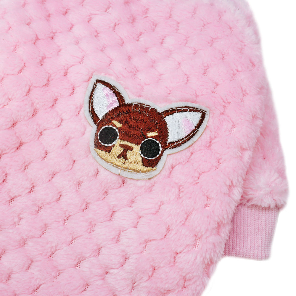 HKM-754835 Cozy Fleece Jacket for Small Dogs - Pink & Blue, Soft Warm Winter Dog Clothing for Chihuahuas, Yorkies, and Pugs Sized S-2XL