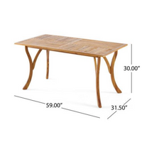 HKM-384147 Teak Color Solid Wood Dining Table - Outdoor 59 Inch Rectangle Design