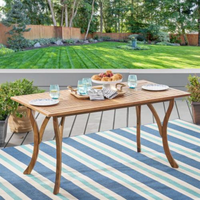 HKM-384147 Teak Color Solid Wood Dining Table - Outdoor 59 Inch Rectangle Design