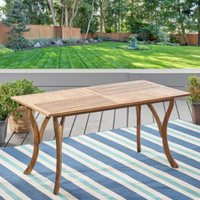 HKM-384147 Teak Color Solid Wood Dining Table - Outdoor 59 Inch Rectangle Design