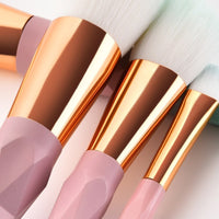 HKM-968403 Gradient Diamond 7-Piece Makeup Brush Set with Long Plastic Handles